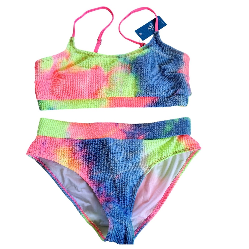 Cupshe Womens Large Tie Dye Smocked Bikini Set Neon NEW CAA12C3E192SR